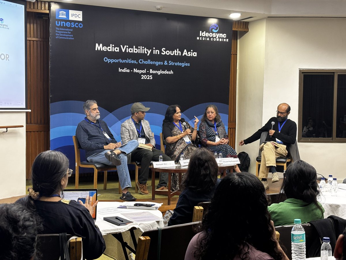 IdeosyncMedia's tweet photo. They explored the changing economics of news, the impact of content creators, the shrinking space for investigative reporting, the risks of an ad-driven media system, and the growing push toward subscriptions and reader-supported models.

#MediaViabilitySouthAsia #MediaViability https://t.co/JRMxXjDgYj