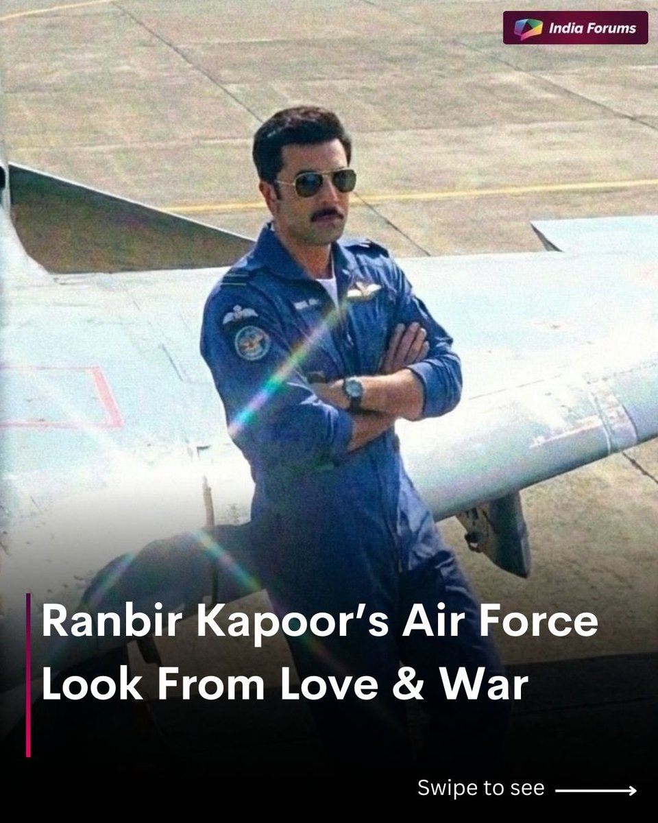 indiaforums's tweet image. Ranbir Kapoor’s Air Force look from Love &amp;amp; War is here sharp, intense and totally commanding! ✈️
.
.
.
#IndiaForums #RanbirKapoor #LoveAndWar #AirForce