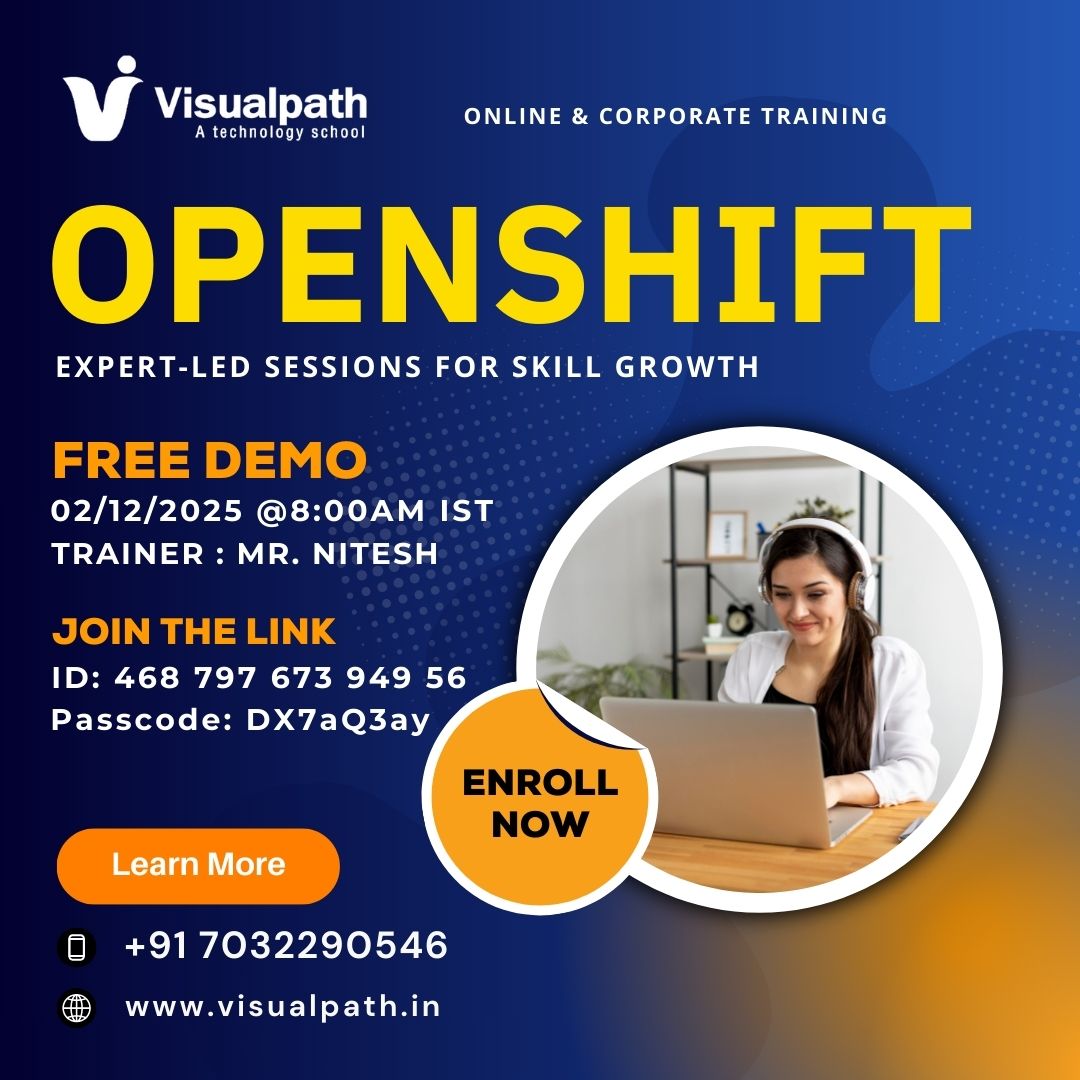 VisualpathPro's tweet image. 🚀𝗝𝗼𝗶𝗻 𝗢𝘂𝗿 𝗙𝗿𝗲𝗲 𝗗𝗲𝗺𝗼 - 𝗢𝗽𝗲𝗻𝘀𝗵𝗶𝗳𝘁 Training 
🗓️Date: 02 Dec 2025 ⏰ Time: 8:00 AM IST
🔗Join the Session: bit.ly/44A9U2l
🆔 Meeting ID: 468 797 673 949 56 🔒 Passcode: DX7aQ3ay
𝗖all: +91 7032290546
𝗩𝗶𝘀𝗶𝘁: visualpath.in/openshift-onli…