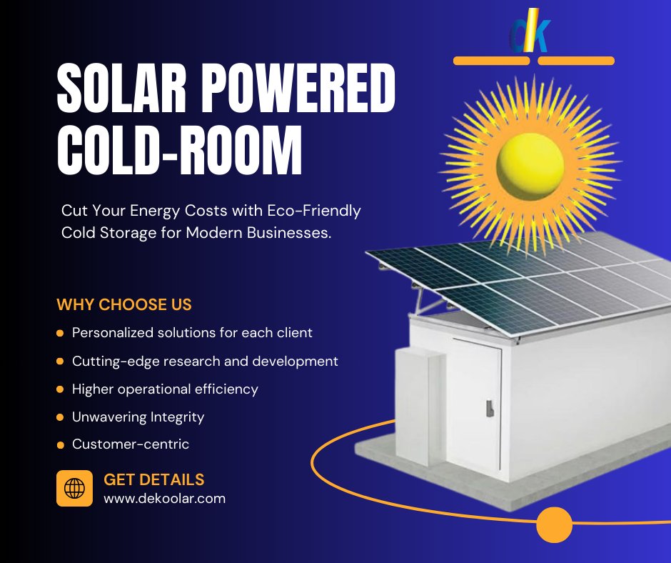 Dekoolar's tweet image. Upgrade your cooling! 🌞
Our solar-powered cold rooms deliver:
✔️ Personalized solutions
✔️ Cutting-edge innovation
✔️ Higher efficiency
✔️ Integrity
✔️ Customer-first service
Reliable. Sustainable. Cost-saving.
DM us to get started!
#SolarColdRoom #CleanEnergy #ColdStorage…