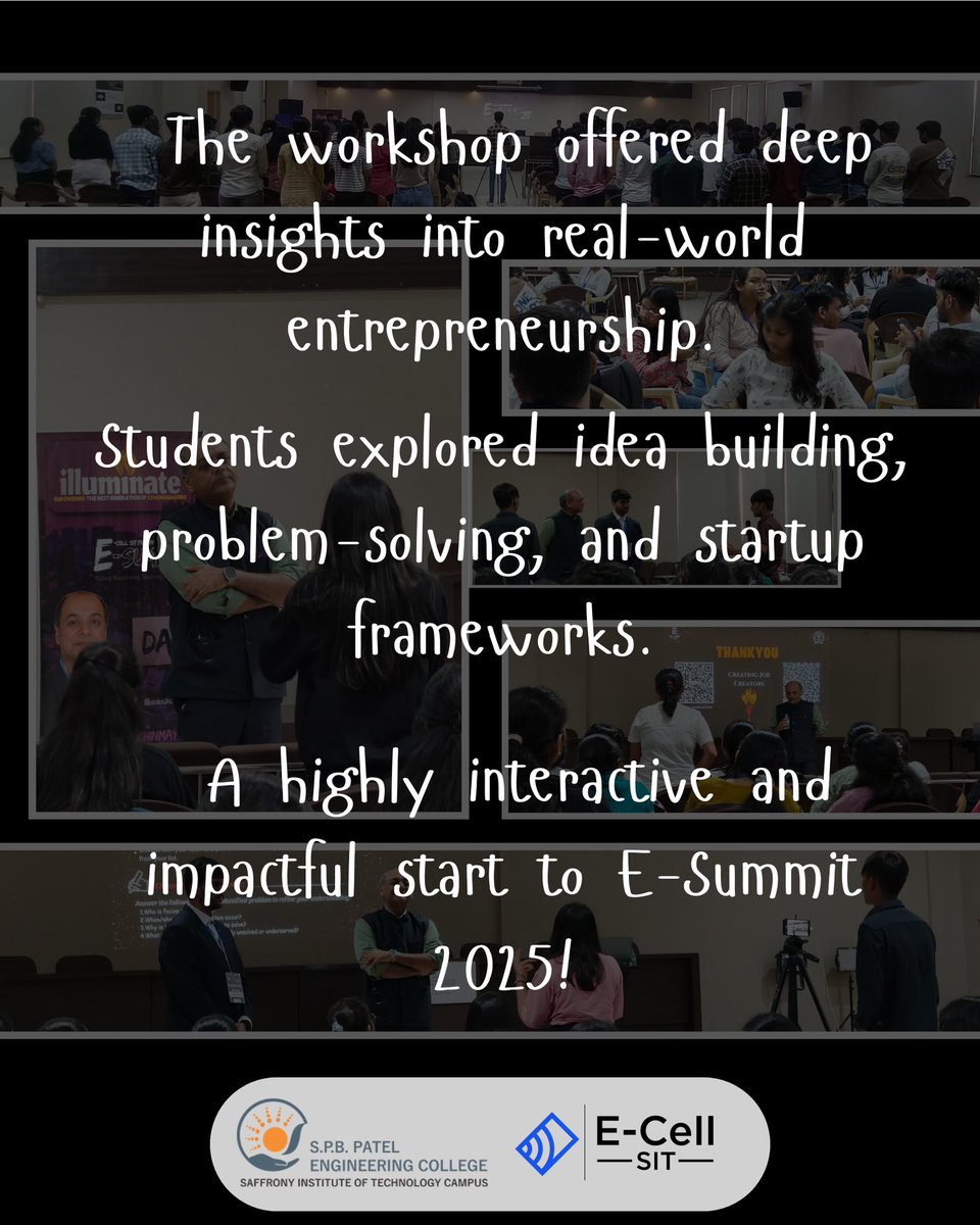 ecell_sit's tweet image. Day 1 of #ESummit25 was electric. The Illuminate Workshop, organized in collaboration with @ecell_iitb gave us the frameworks to start building real value.

Huge thanks to @SaffronyInstitute for backing our vision! 

#ecell #nec #entrepreneurship #esummit #workshop #illuminate