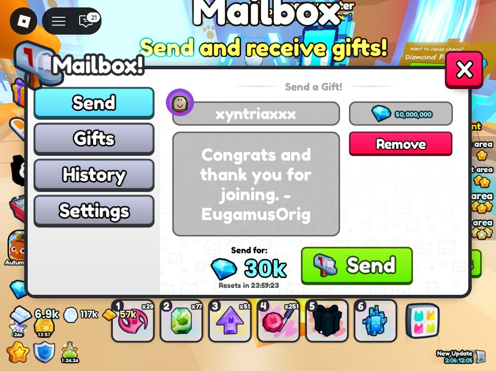 Hi everyone! This is <a href="/EugamusOrig2/">EugamusOrig™</a> :)
I decide to give the 2 participants both 50m gems. Congrats and thank you for joining. 
<a href="/duc0i123/">Đức Bùi Mạnh</a> 
<a href="/imnoobril/">xyntriaxxx</a>   

Please stay tuned on our next giveaway.
Good night everyone! Zzzzz