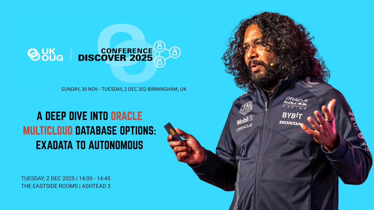 sai_penumuru's tweet image. 🚀 Supercharge Your Oracle Multicloud Journey!
 Join me for a high-energy deep dive into Oracle’s next-gen multicloud database ecosystem — from Exadata to Autonomous and everything in between.

💡 In this fast, focused, insight-driven session, we’ll explore:
 ⚙️ Oracle Multicloud…