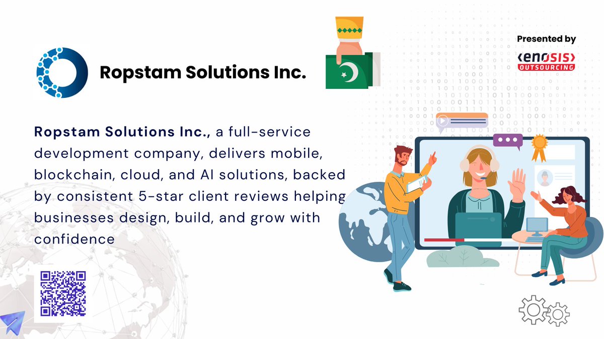 OutsourceEnosis's tweet image. 🚀 Building custom digital products that scale globally!

@Ropstam, a Pakistan-based full-service development company, delivers mobile, blockchain, cloud, and AI solutions, backed by consistent 5-star client reviews and a track record of helping businesses design, build, and grow…