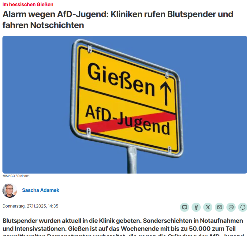 Gießen wird zum Bürgerkriegsgebiet. Und Deutschland muss endlich begreifen, dass es Linksextremisten sind, die die Demokratie in unserem Land bedrohen, die keine Opposition rechts der Mitte erlauben wollen, die politische Gegner niederbrüllen und Gewalt androhen.

Und dazu