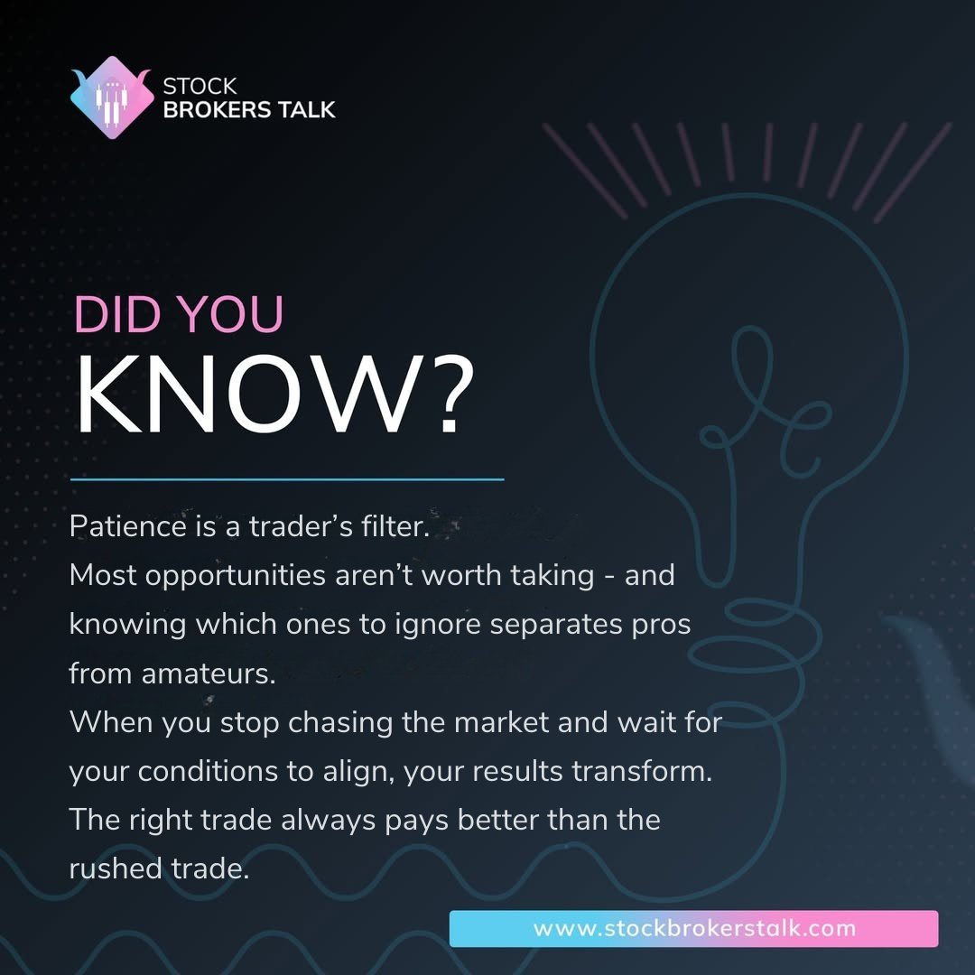 stockbrokertalk's tweet image. Did you know? 🔎
Patience is a trader’s hidden edge. ⏳
Waiting for high-quality setups cuts out noise and leads to cleaner, more consistent results. 🎯
#TradingPatience #QualitySetups #SmartTrading #ConsistencyWins