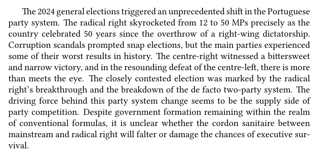 RRResRobot's tweet image. Are you interested in group conflict? → H. Ferrinho Lopes. “Radical Right Advance and Party System Change: The 2024 Portuguese Snap Elections”. In: West European Politics online first (2024), pp. 1-18. dx.doi.org/10.1080/014023….