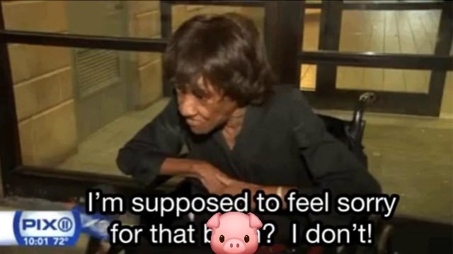 She got hit with a sledgehammer for arresting genocide protesters?