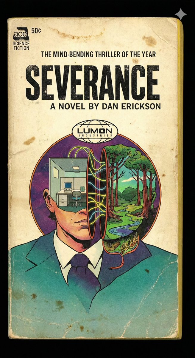 aixirhere's tweet image. Severance book and poster design featuring Nano Banana Pro! Prompt in ALT.