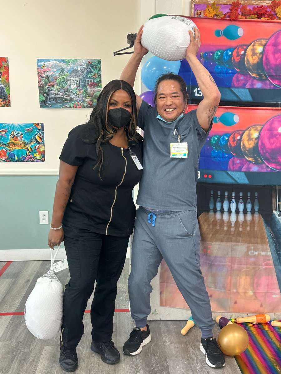 BeecanHealth's tweet photo. Turkey bowling was back at Corona Post Acute, and staff brought the energy. From friendly teasing to big wins, this tradition never disappoints. 🦃💛

#BeecanHealth #BeecanStrong #BecomingABeecan #CoronaPostAcute #TurkeyBowling https://t.co/rQrJv6MMmC