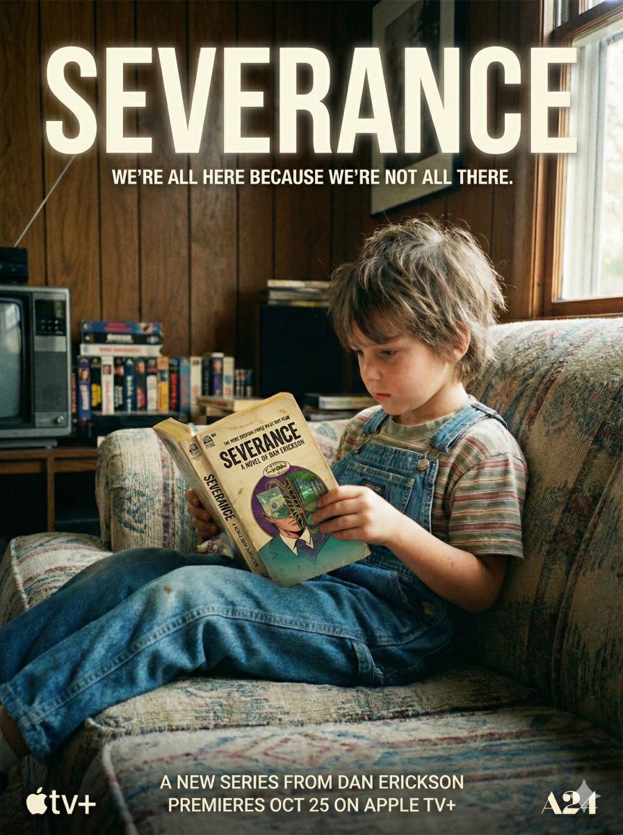 aixirhere's tweet image. Severance book and poster design featuring Nano Banana Pro! Prompt in ALT.