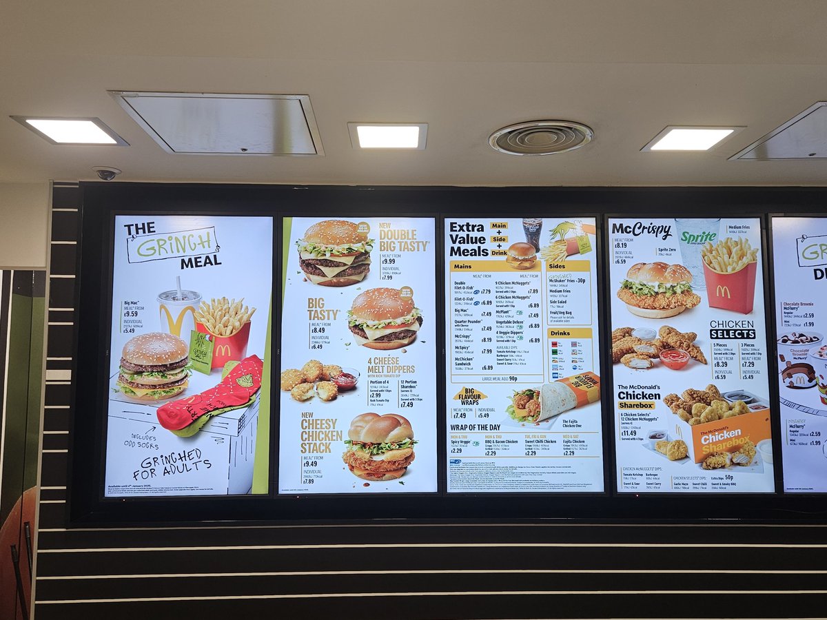 London McDonald's menu.