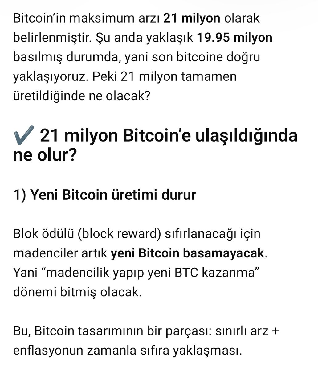 Muci084's tweet image. Yapay zekaya #btc #bitcon Max 21m adet bitcoin ulaşınca ne olacak, diye sordum verilen cevap