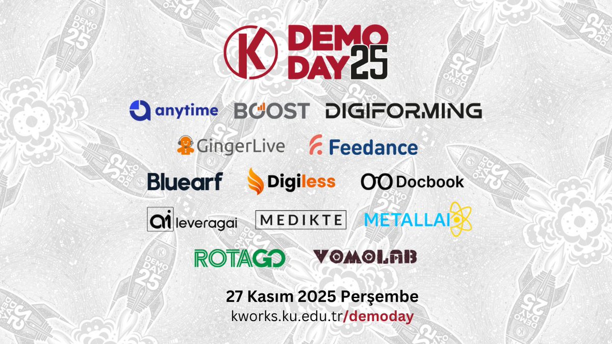 KWORKS'25 Demo Day saat 15.00'den itibaren canlı yayında!
Bizimle bu heyecanı paylaşmak için : kworks.ku.edu.tr/demoday/