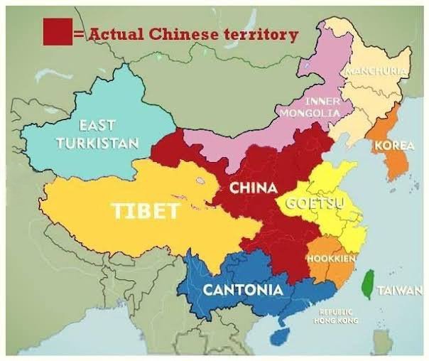 Incognito_qfs's tweet photo. This is real map of China. 

Disintegration of China is inevitable. Tibet, Xinjaing and other countries will soon be free. Inshallah 🤲

@SpokespersonCHN
@MFA_China https://t.co/3ehqF0iSns
