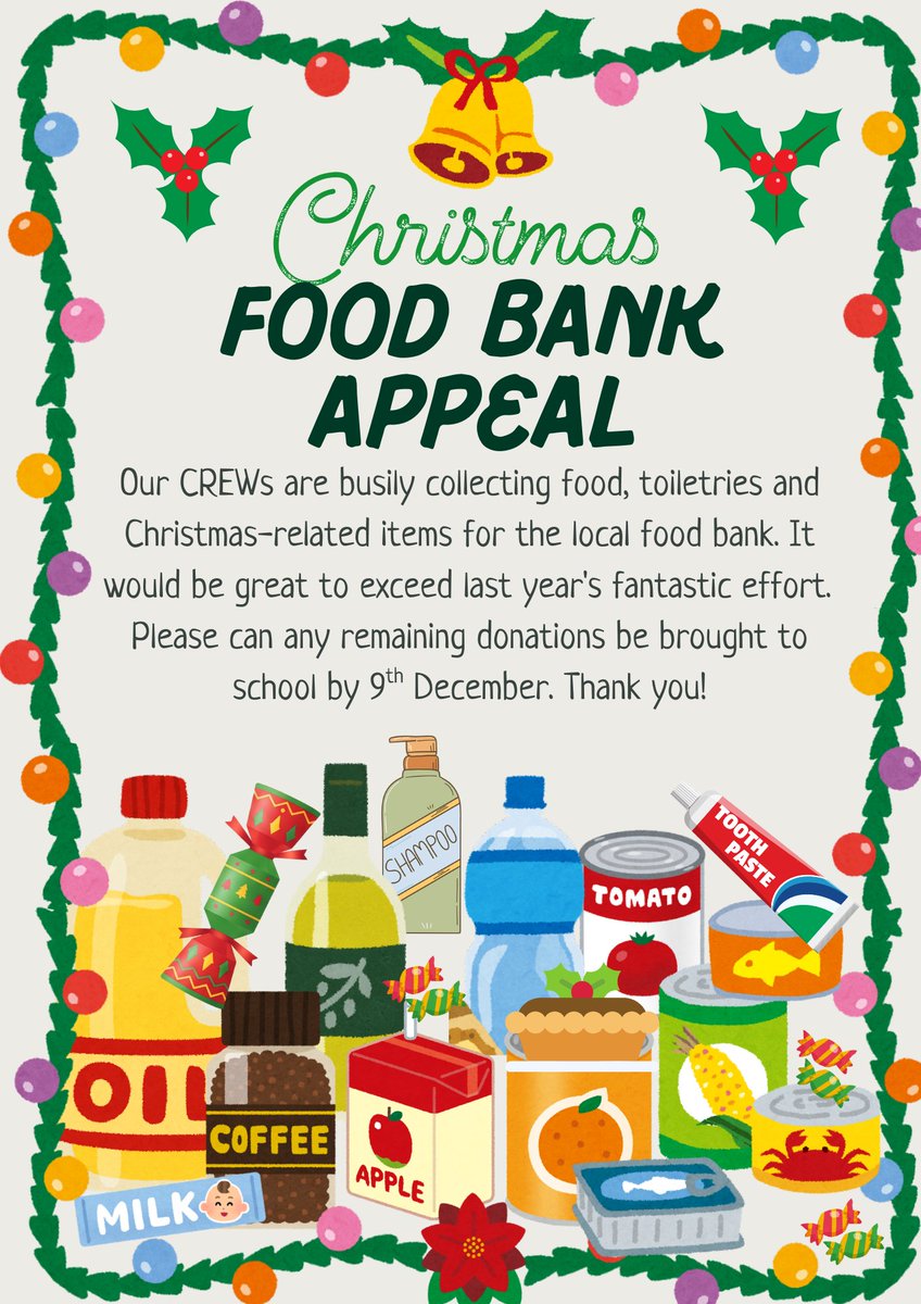 Our partner at the Foodbank said:​ ‘We take all dried goods &amp; packets. We also take toiletries. At the moment we are also asking for mince pies, Christmas puddings, selection boxes &amp; anything else that is Christmassy.’​ 
Anything you're able to donate will be gratefully received.