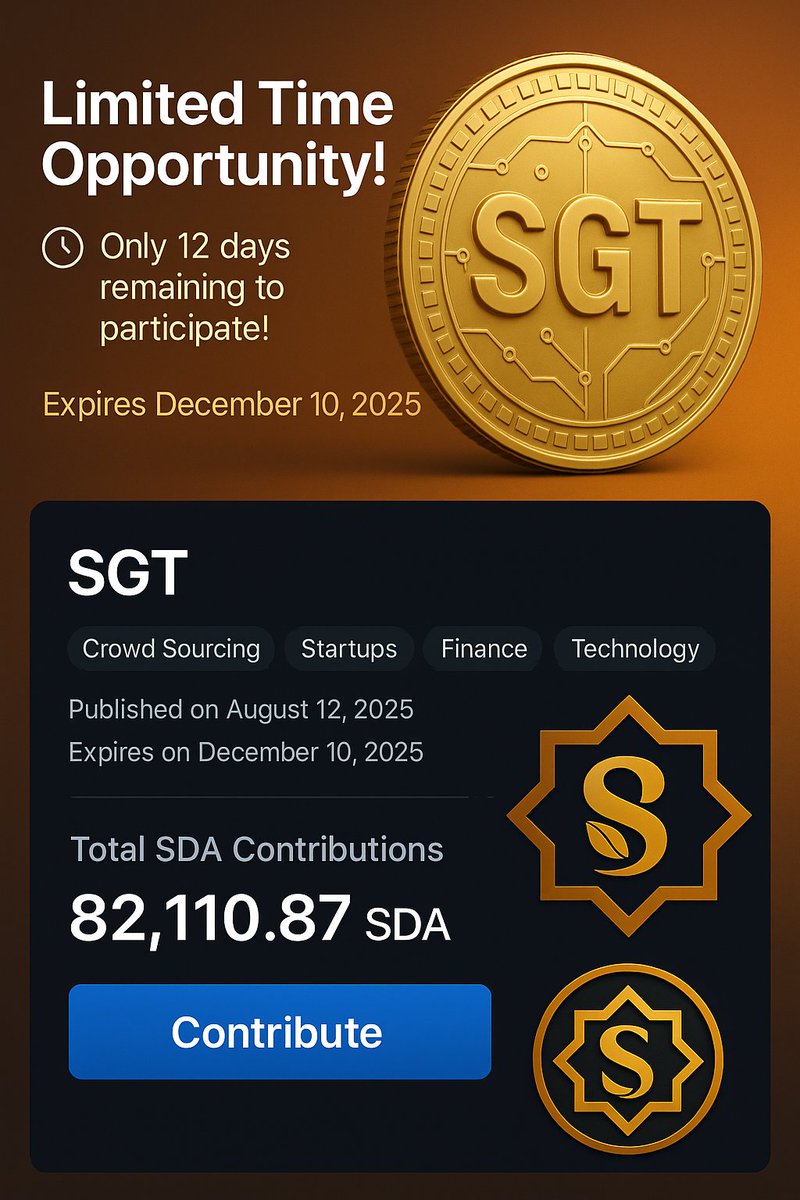SGT_Official_'s tweet image. 💛 The world’s first faith-aligned digital gold asset!
Real gold value ✨ meets blockchain transparency.
⏳ Only 12 days left!
Expires December 10, 2025

🔗 sidrastart.com/project/a7a38f…
⚡ 100% Asset-Backed | Secure | Ethical | Borderless

#SGT #SidraChain #SDA_Update