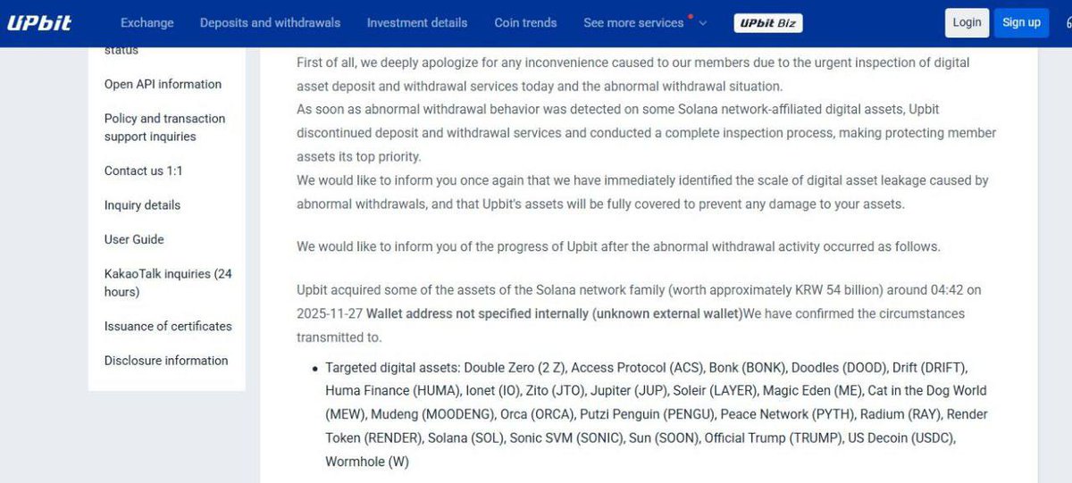 WizardDoom's tweet image. Upbit has reported a 54B KRW ($36M) hack on the Solana network.