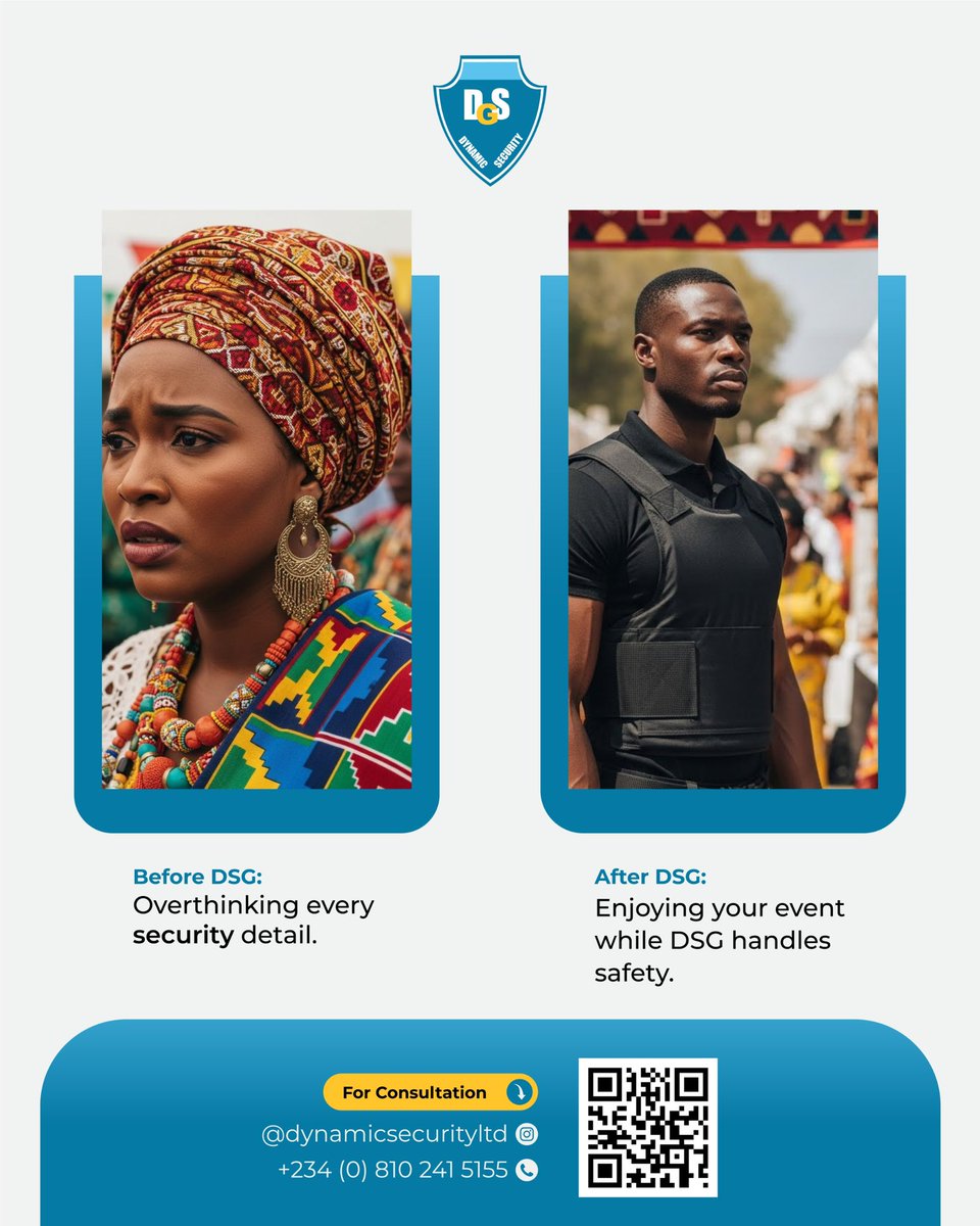 Dynamicgroups01's tweet image. You deserve to enjoy the moment without looking over your shoulder.
DSG already handled the safety.

Book your guards now 
📩 DM or call ☎️ 0810 241 5155

#DSGSecurity #EventSafety #TrustedGuards #EventProtection #SafeEvents