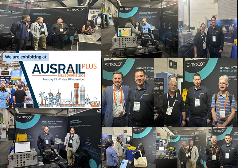 SimocoWS's tweet photo. Great second day at AusRAIL at the MCEC 🚊✨ Loved the conversations on tech and communication in the rail sector and catching up with familiar faces. We are back tomorrow, so drop by to meet the team and chat about your rail challenges 👋

#AusRAIL #RailInnovation https://t.co/mSm3IYttS5