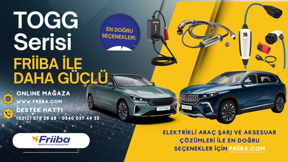 TOGG'unuz Friiba ile artık daha güçlü! 💪

Elektrikli araç şarj ve aksesuar çözümlerinde aklınızdaki tüm soruların cevabı ve en doğru ürünler Friiba.com'da.

🔗 friiba.com 
📞 Destek Hattı: 0212 578 28 28 - 0540 037 44 22
#Friiba #EVCharge