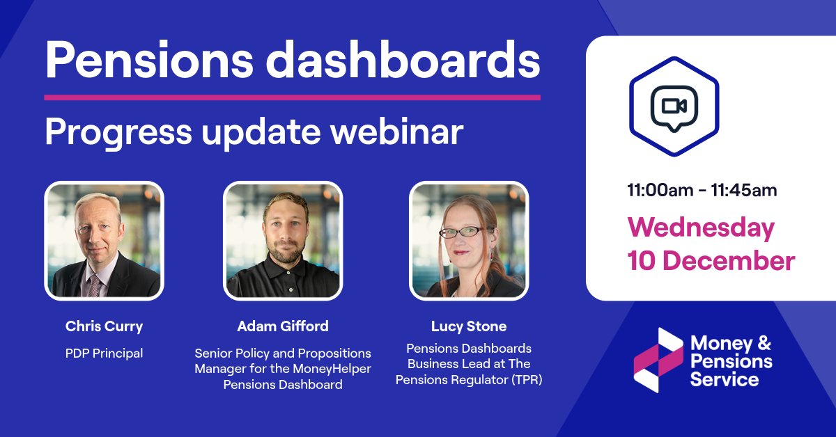 PensionsDboards's tweet image. Don&apos;t miss your chance to hear about the latest #PensionsDashboards updates in our upcoming webinar, where we&apos;ll discuss key developments from the last 6 months. 

🗓️ Wednesday 10 December
🕚 11:00am - 11:45am

Sign up to attend: ow.ly/8z6050XvQ0k

#Webinar