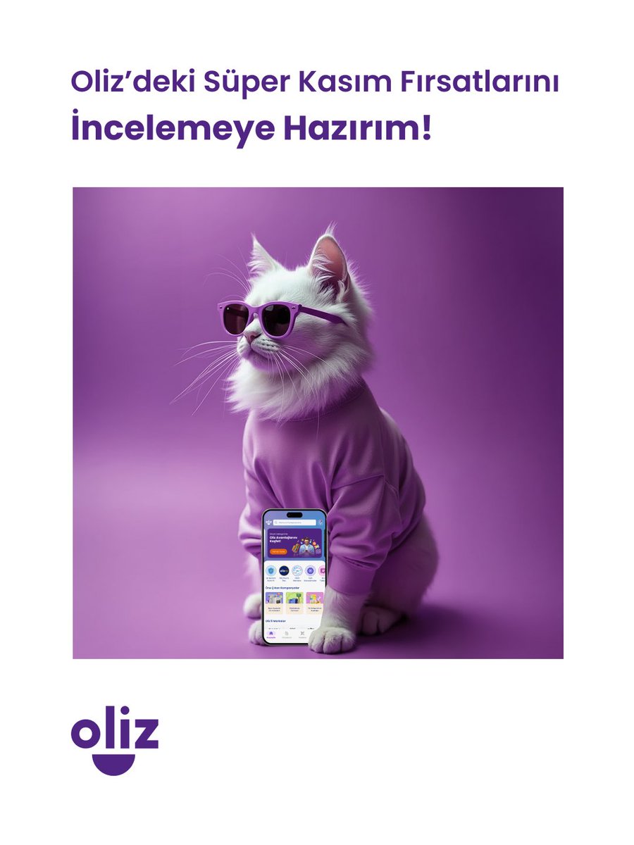 Ben: Sakinim. 💜
Oliz’deki Süper Kasım Fırsatları: Asla izin vermem. ⚡️😎

Oliz’deki kampanyaları sakın kaçırma,  hemen tıkla hemen keşfet! 

#Oliz  #SüperKasım #App #AppStore #PlayStore