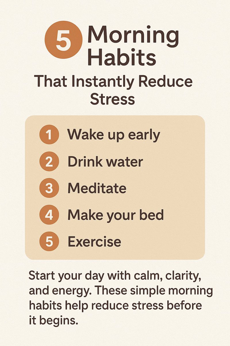 colgorg12's tweet image. Simple Stress and Anxiety Reduction Habits your can start today and practice just in 5 minutes. Get more here:colgorg3.gumroad.com/l/pxdls

#MorningRoutine #StressFreeMorning #HealthyHabits #CalmStart #MentalClarity