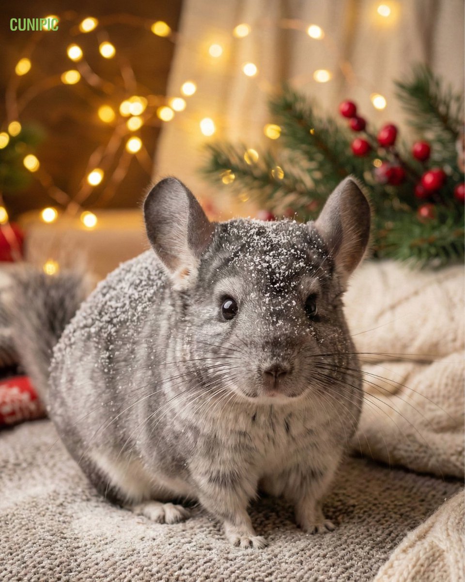 Su nevada favorita ❄️🐭 Cuando llega la Navidad, mi chinchilla también tiene su propio momentito mágico: un “baño de nieve” hecho con su arena de baño ✨💚

#ChinchillasFelices #NavidadCunipic #WinterVibes #EnriquecimientoAnimal #ChinchillaLove #CunipicTips