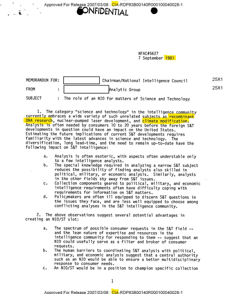 MikeBenzCyber's tweet image. I wonder what the CIA was doing with recombinant DNA research and climate modification in 1981