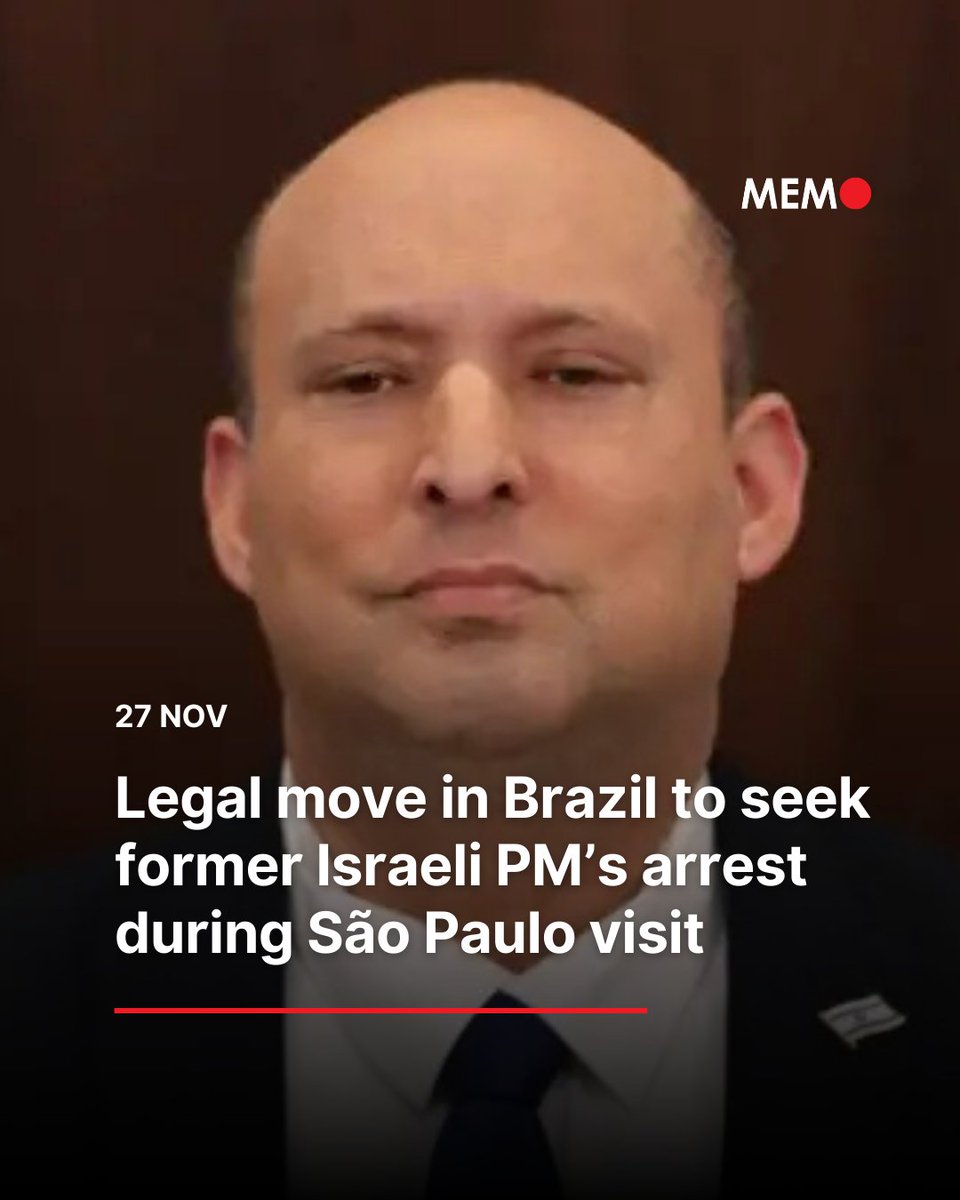 Former Israeli prime minister Naftali Bennett faces legal action in Brazil after the Brazil–Palestine Institute (IBRASPAL) submitted an official request to the federal judiciary calling for his arrest during his planned visit to São Paulo yesterday. His visit was scheduled for an