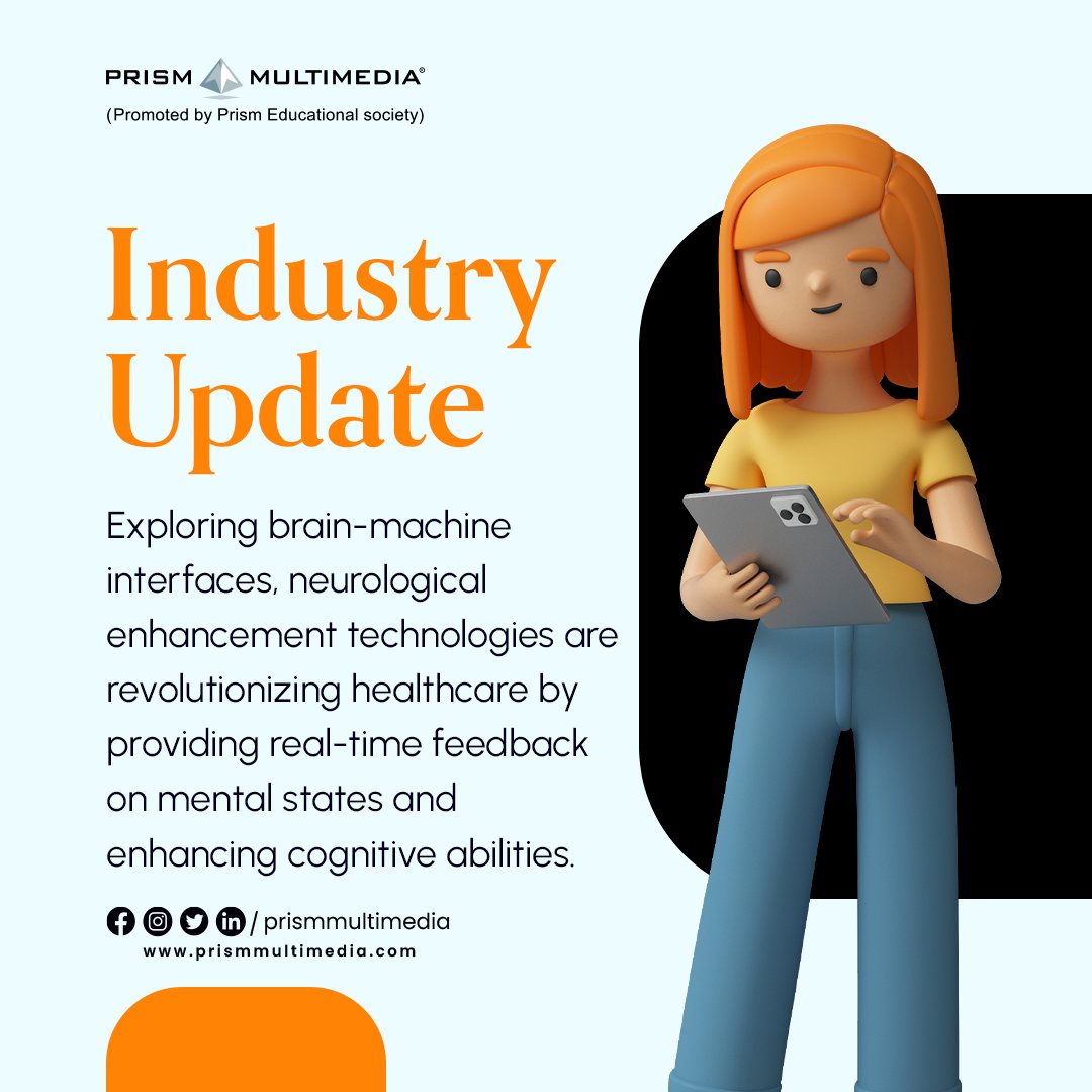 prismmultimedia's tweet photo. #IndustryUpdate
#Brainmachine interfaces &amp; neurological enhancement tech are transforming healthcare with real-time mental state feedback and improved cognitive abilities.
At #PrismMultimedia,we stay aligned with emerging innovations shaping the future of creativity &amp; #technology https://t.co/OU97dUGiXv