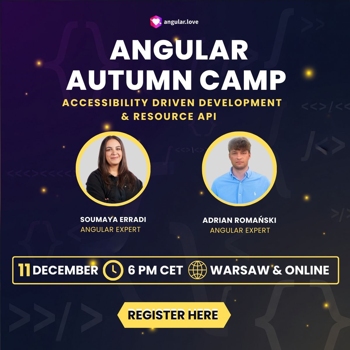 AngularLovePL's tweet image. The 3rd and very special meetup of #Angular Autumn Camp 2025 🤩 This one is the Christmas edition! 🎄

📅 Dec 11th, 6 PM CET 
📍 Jana Kazimierza 5, Warsaw + Online on our YouTube channel

What’s in store? ⭐️
◾️ Opening by @skorupka_k, Angular Architect &amp;amp; Team Leader at House of…