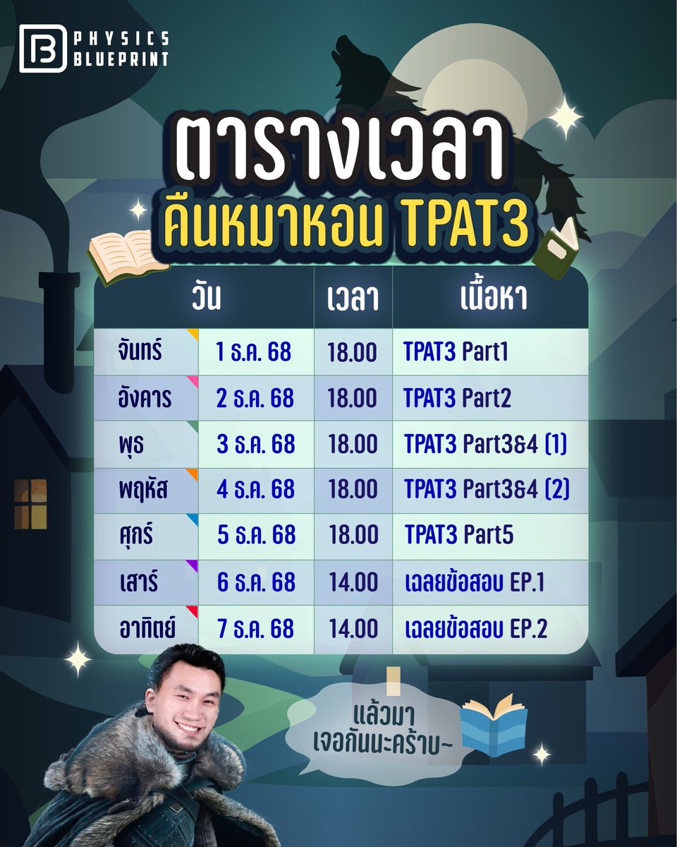 physicblueprint's tweet image. พี่มาบอกข่าวติวฟรีให้น้อง ๆ ที่ต้องใช้ #TPAT3
ย้ำว่า “ฟรี” คร้าบ ‼️
.
ตามคำเรียกร้องเหล่านักรบ TPAT3 🔥
คืนหมาหอน is coming…
พี่จัดหนักจัดเต็ม 1 อาทิตย์จุก ๆ
.
ฝากกดไลค์ กดแชร์ บอกต่อเพื่อน ๆ ด้วยคร้าบบ
กดติดตาม YouTube ได้เลยน้าาา
ติวขนาดนี้ คะแนน TPAT3 ต้องพุ่งแล้วนะ 🚀…