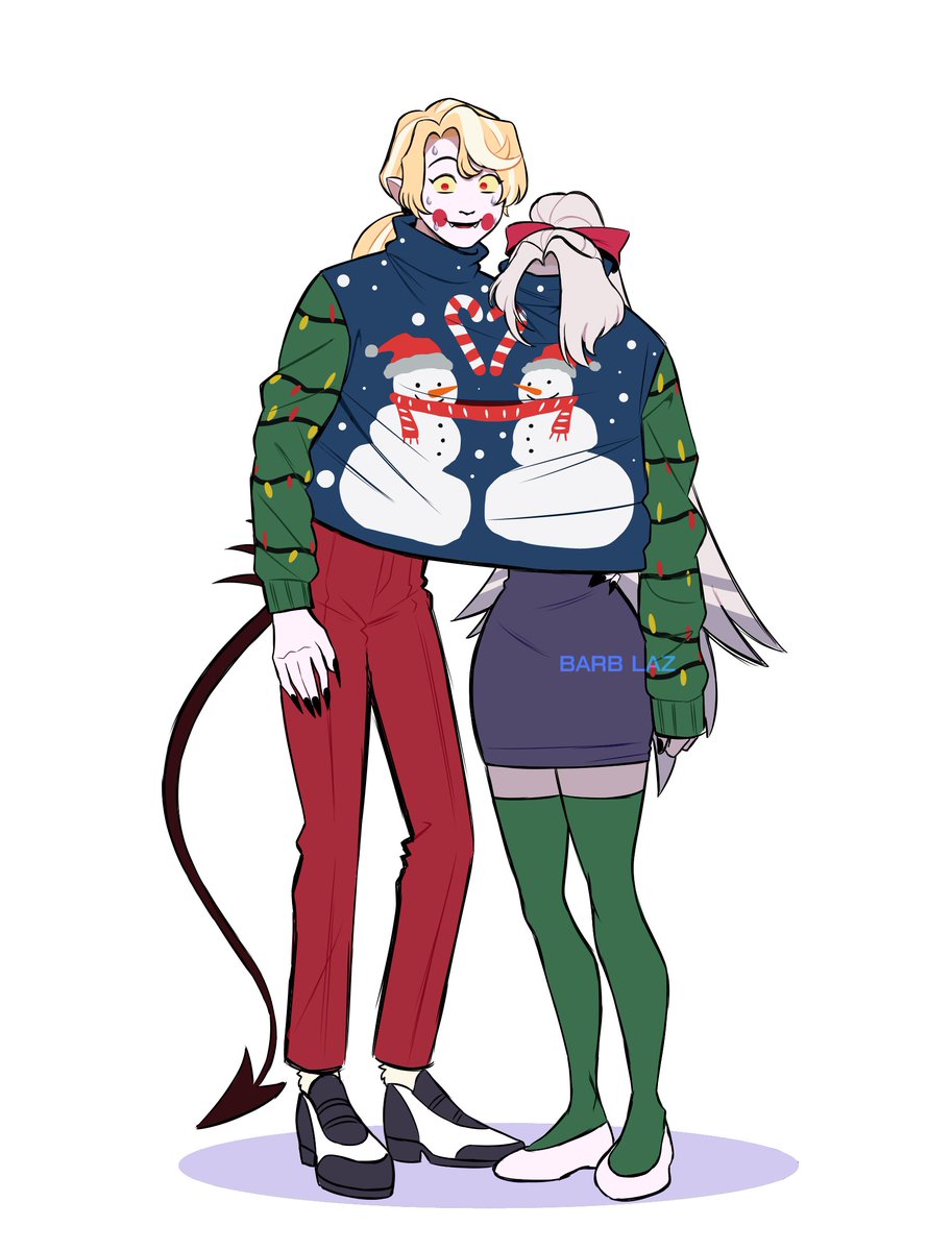 LazuliBarbara's tweet image. They proceeded to round up the hotel staff and residents to unwrap presents looking like that
#hazbinhotel #chaggie #chaggi