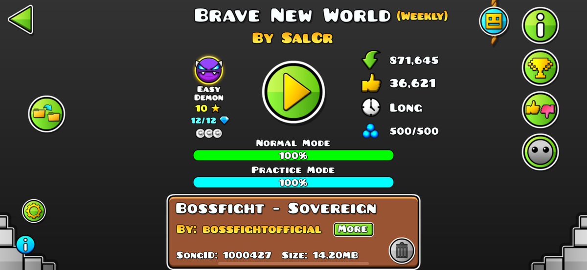 jobanensen0217's tweet image. weekly #32 BRAVE NEW WORLD easy demon ⭐︎10 全回収クリア！　#GeometryDash