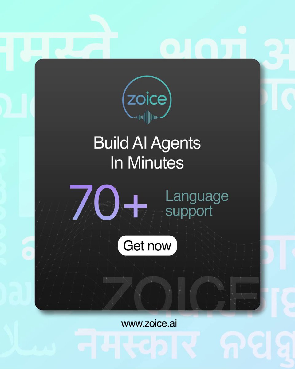 zoiceai's tweet photo. Taking multilingual capabilities to the next level.
With 70+ language support on Zoice, connect with your customers without any language barriers.

#ZoiceAI #Multilingual  #digitalindia #smartautomation https://t.co/30Jv3Jz4St