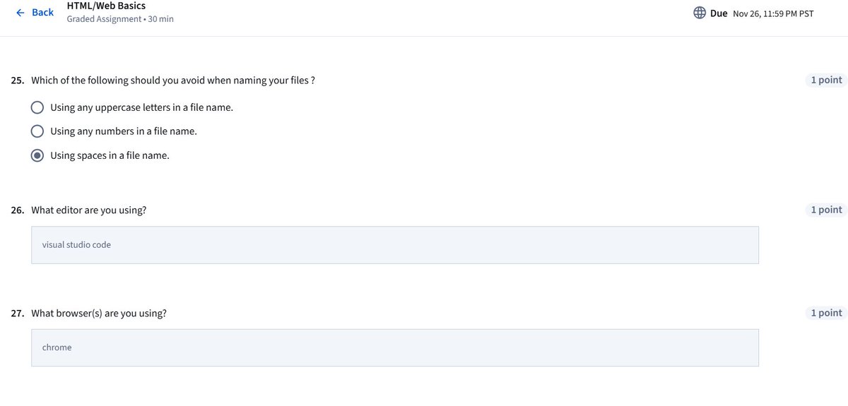 BeheraSuma64842's tweet image. Today I completed key lessons from the Introduction to HTML5 course (University of Michigan).
Covered: HTML basics, browser workings, editors, VS Code &amp;amp; Replit.
Also finished the HTML/Web Basics assignment — scored 92.59%! 🔥
#WebDev #HTML5 #LearningJourney