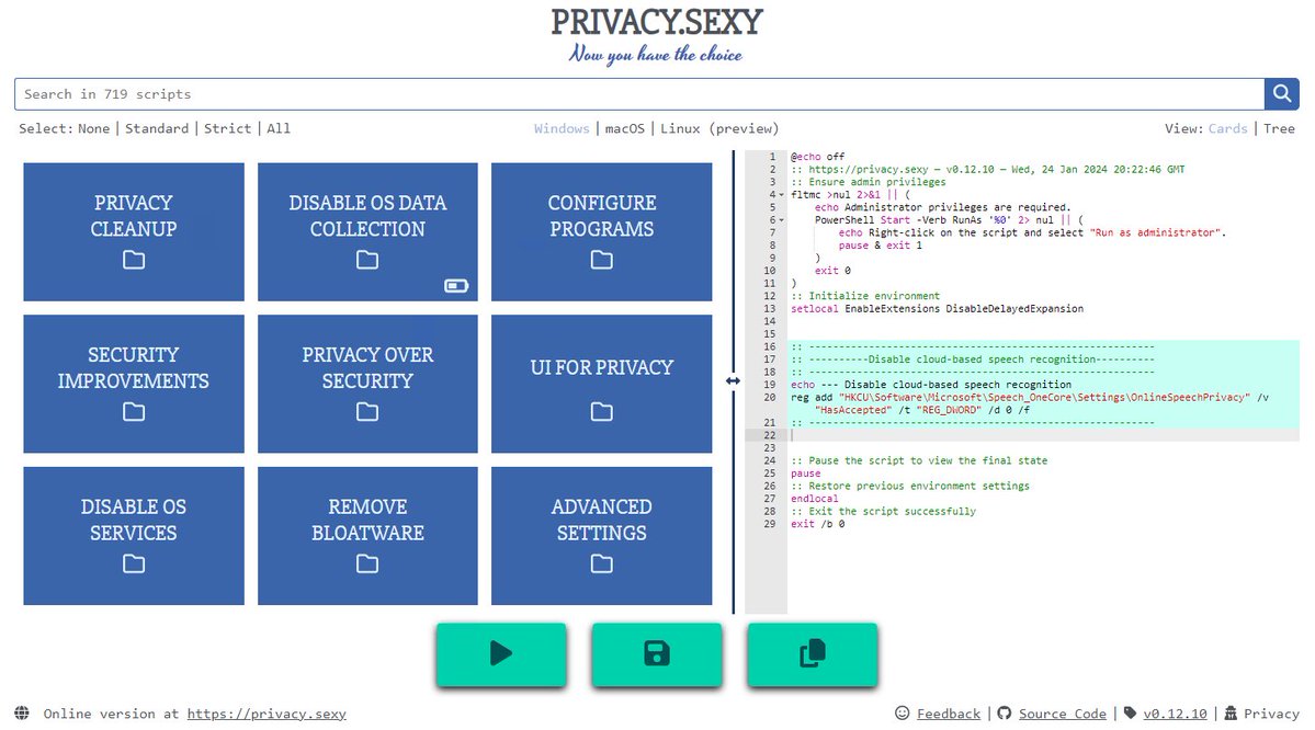 sekurlsa_pw's tweet image. privacy.sexy is a site where you can get scripts to enable privacy &amp;amp; security best-practices settings on Windows, macOS and Linux. 

Nifty site, but my favorite .sexy domain remains rms.sexy (Richard Stallman aka rms).