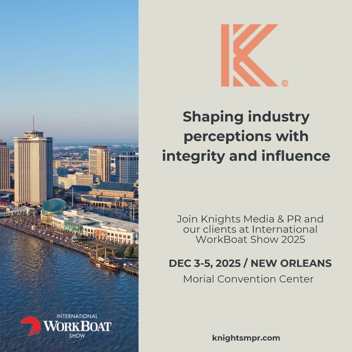 📢 Knights Media &amp; Public Relations #KnightsMPR is proudly representing global #maritime #innovators + #safety stewards at #WorkBoat2025 + will be joining our colleagues + clients in #NewOrleans next week incl <a href="/ABSeagle/">ABS</a> (#ABS), @ABSGroup + <a href="/Intellian/">Intellian Technologies</a>. #KMPR #MaritimePress #Marine
