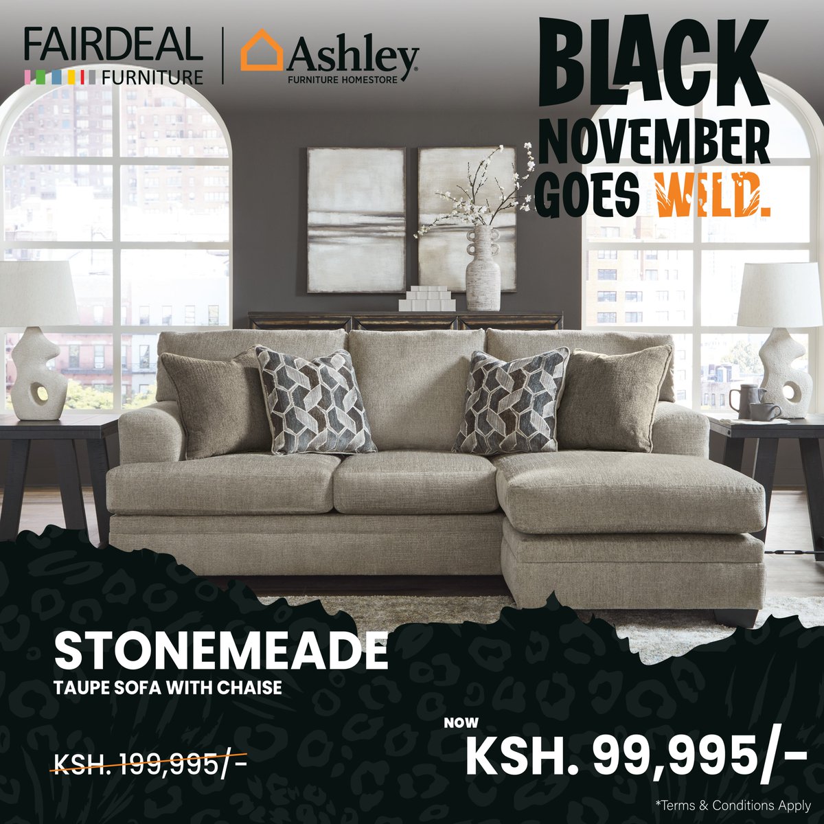 FairdealKenya's tweet photo. A DEAL TOO WILD TO IGNORE! 🐆🔥
Stonemeade Sofa — NOW KSh 99,995/-!
Upgrade your living room today.
#BlackNovember #WildDeals https://t.co/HtZrIztsML