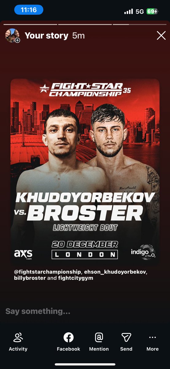 My Nephew fighting at O2 indigo 20th December. 👏👏👏