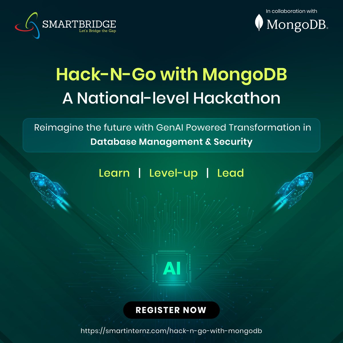 thesmartbridge's tweet image. Step into the world of #GenAI with Hack-N-Go, a national hackathon by #SmartBridge in collaboration with MongoDB!🚀

A platform for innovators to build GenAI-powered solutions in database management &amp;amp; security.

Register Now: smartinternz.com/hack-n-go-with…

#AIRevolution #Innovation