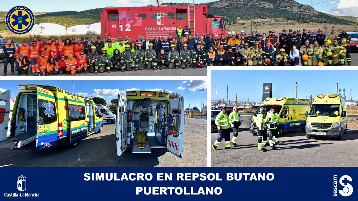 GUETS_CLM's tweet photo. 🔥 Simulacro en Repsol Butano (Puertollano), uno de los ejercicios industriales más relevantes.

🚨 Se pusieron a prueba los planes de autoprotección, la coordinación entre servicios y la respuesta conjunta ante un incidente químico, con la participación de numerosos equipos de emergencias y seguridad.

💙 Formación, prevención y preparación para garantizar una respuesta eficaz ante situaciones reales.

#SomosGUETS #Simulacro #Puertollano #SeguridadIndustrial