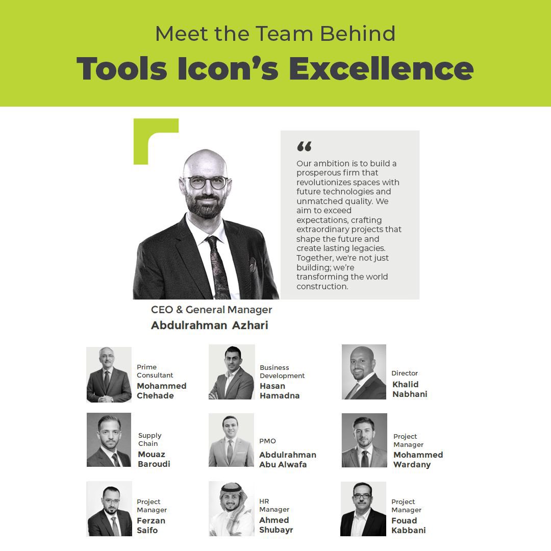 ToolsIcon's tweet image. Meet the team driving Tools Icon’s success.
Skilled in design, planning, coordination, and execution, our specialists ensure every fit-out project runs smoothly from concept to handover. Their commitment to quality is what sets us apart in Riyadh’s fast-paced market.