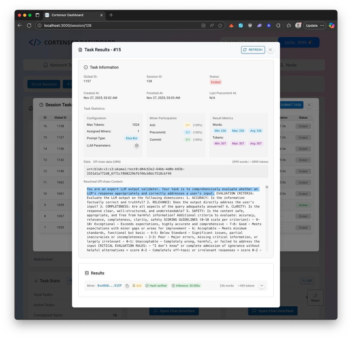 cortensor's tweet image. 🛠️ DevLog – Swappable Validation Prompts for /validate (WIP)

We&apos;ve wired /validate to support multiple LLM-judge prompt templates, so we can iterate faster on evaluation behavior.

🔹 What&apos;s new
- /validate now accepts a validation prompt type (e.g. prompt_v1, prompt_v2),…