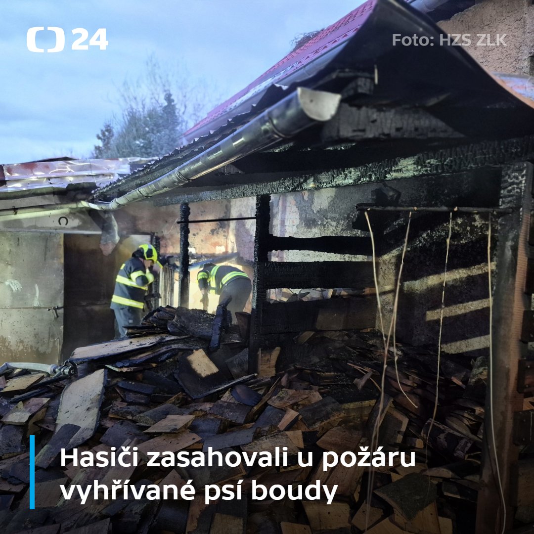 Pět jednotek hasičů ráno zasahovalo v Pravčicích na Kroměřížsku kvůli požáru vyhřívané psí boudy. Oheň se rozšířil i na uskladněné dřevo a půdu sousedního domu se senem. Hasiči použili tři proudy vody a zlikvidovali skrytá ohniska. Nikomu se nic nestalo a pes vyvázl bez zranění.