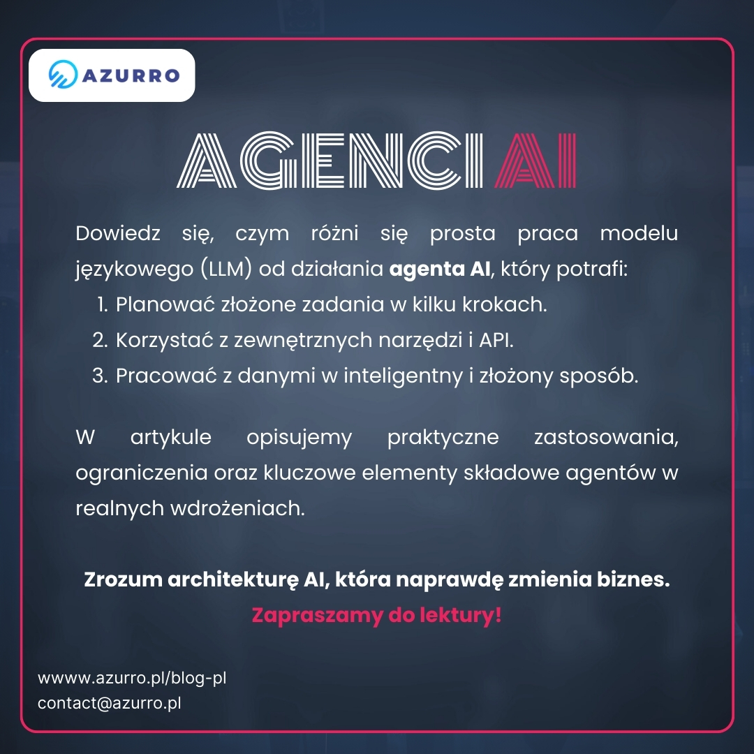 azurropl's tweet image. Nowy artykuł na naszym blogu: czym różnią się agenci AI od modeli językowych i jak działają w praktyce.
Krótko o ich budowie, zastosowaniach i ograniczeniach: azurro.pl/od-generowania…

#innovation  #ArtificialIntelligence #largelanguagemodels  #languagemodel #ModelJęzykowy #trends