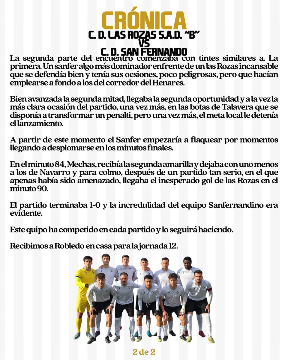 PRIMER EQUIPO | CRÓNICA JORNADA 1️⃣1️⃣

#DALESANFER
#LoschicosdeNavarro