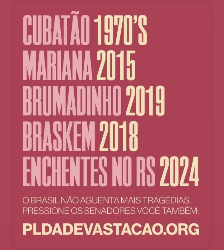 Vamos botar pressão, militância 👇
CONGRESSO DA MORTE
PL DA DEVASTAÇÃO NÃO

O Brasil não aguenta mais tragédias!